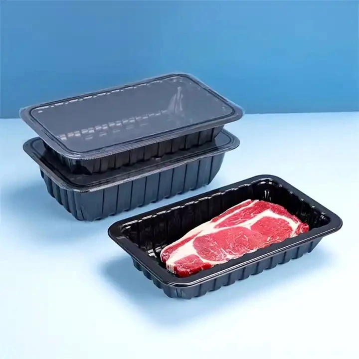 Fresh protein products sealed in MAP lidding trays